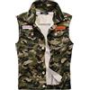 Generico Arrivi Domani Gilet di Jeans da Uomo Senza Maniche con Risvolto Slim Fit Retro strappato Casual Gilet da Uomo Giacca Lunga Calda (Camouflage, XXXL)