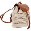 Homoyoyo Zaino Da Donna Borsa Dello Zaino Borse a Cartella Per Le Donne Borsa Con Patta Fatta a Mano Borse Di Paglia Per L'estate Mini Zaini Da Donna Borsette All'uncinetto Pu Brown