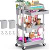 Yeabett Carrello portaoggetti a 3 livelli con cassetto, carrello multiuso con ripiano in plastica e ruote bloccabili, carrello portaoggetti multifunzionale per cucina, bagno, ufficio, soggiorno