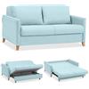 EVERGREENWEB MATERASSI & BEDS EVERGREENWEB - Divano Letto 2 Posti Matrimoniale L165xP110xA90 con Box Contenitore, Struttura Pieghevole Imbottita Tessuto Azzurro, Schienale a Doppio Cuscino, Sofà con Chaise Longue Estraibile CALION