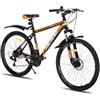 HILAND 26 Pollici Mountain Bike MTB con Telaio in Alluminio Freno a Disco Forcella Ammortizzata 3/6 Ruote a Raggi per Uomo Donna Ragazzo Ragazza Bicicletta Nero/Blu/Arancione/Bianco