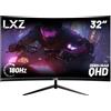 LXZ Curved 32 Inch Gaming Monitor 1500R, 2K QHD 180hz Frameless Display 99% sRGB, 178°Wide Viewing Angle, Display Port HDMI - Black