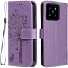 PEIYE Cover per Xiaomi 14T 5G - Custodia in Pelle PU con Design a Rilievo, Silicone Soft Antiurto, Flip Libro con Portafoglio, Chiusura Magnetica - Case -Viola