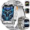 LIGE Militare Smartwatch Uomo Chiamate Bluetooth, Notifiche Messaggi, 2,13''AMOLED Display Orologio Fitness,100 Modalità Sportive, Bussola/Barometro/Altimetro, Smartwatch per Android iOS, Argento