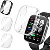 iVoler 3 Pezzi HD Clear Cover con Pellicola Protettiva per Amazfit Bip 6, Copertura Completa Custodia Anti-Graffio Ultra Sottile Morbida TPU Case, 2 Trasparente + 1 Nero
