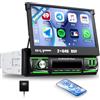 CAMECHO [Android 15] CAMECHO 2+64G 1 Din 7 Pollici Autoradio Wireless Carplay Touchscreen Radio Display Manuale Retrattile con Bluetooth Android Auto GPS WIFI DSP FM/RDS Mirror Link SWC