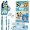 Bluey Set Cancelleria con Cose per la Scuola Astuccio Block Notes A5 Agenda Portapenne Righello Colori a Matita Bluey Gadget Ufficiale