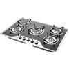 WINZING Stufa a gas a 5 fuochi con ghisa, piano cottura a gas professionale con 5 fuochi, design robusto e lavello integrato per cucina, campeggio o esterni