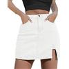 NEYOUQE Jeans Gonna estiva da donna, con tasche, jeans, pantaloncini da donna, D-bianco, M