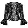 Hobrounn - Bolero da donna con pizzo, elegante cardigan festivo, giacca a spalla con maniche a 3/4, corto, top per abiti da sera, feste, matrimoni, Nero , XL