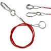 Your Day Mate Cavo di sicurezza per rimorchi, 1 set, cavo d'acciaio da 1 metro x Ø 2,5 mm con moschettone e doppio anello, carico di rottura 250 kg, in rosso, per tutti i tipi di rimorchi e caravan frenati