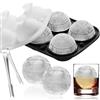 GAROMIA Stampo Ghiaccio 4 XXL 6cm Grandi Ghiaccio Stampo Cubetti Silicone Rotondo Sfera con Coperchio portaghiaccio cubetti per cocktail whisky bevande