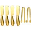 Accfore Set di coltelli spalmatori, 6 pezzi di coltelli spalmatori per formaggio e burro, mini pinze per servire, coltelli da burro multiuso in acciaio inossidabile (oro)