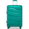 KONO Valigia Grande Trolley Rigida 76cm Leggero PP Valigie con TSA Lucchetto e 4 Ruote (28pollici, Turchese)