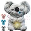 MeHoo Peluche Koala Che Respira, Giocattolo Animale Imbottito Respirante con Luci Musicali e Movimento Ritmico di Respirazione, Regalo Neonata Maschio Femmina (Grigio)