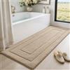 DEXI Tappeto Bagno 60 x 150 cm, Tappetino in Microfibra, Tappeti Assorbente Antiscivolo, Soffice Tappetini Doccia, Lavabile in Lavatrice, Beige