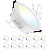 Grebeam 12 Pezzo Faretti LED da Incasso per Cartongesso 9W, Fari da Soffitto, Regolabile Bianco Caldo/Bianco Neutro/Bianco Freddo, IP44 Fari Incassati LED 230V per Bagno, Ø95-105mm Foro