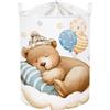 HUUMONSS Grande Cesta Porta Biancheria Bambini Animali Addormentati Pieghevole Cestini Portaoggetti Giocattoli Vestiti per Bagno Cameretta, Orso, 63L