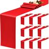 YMHPRIDE Confezione da 10 runner da tavola in raso rosso, 30 x 183 cm, per matrimoni, feste, compleanni, banchetti