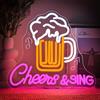 SIGNSHIP Beer Cheers Bar Targa LED Neon dimmerabile per decorazione da parete, segno neon, segnaletico, luce LED, decorazione da parete per bar, taverna, feste, discoteche, regalo
