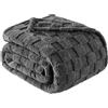 Exclusivo Mezcla Coperta Plaid Pile di Flanella per Divano, 220x240 CM Coperta Letto Matrimoniale con Motivo a Scacchi, Morbida e Calda, Grigio scuro