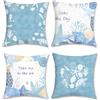 COZZSNUGE Federe Cuscini Costiero Estate Stella Marina Conchiglia Corallo Blu Vellutato Federe Cuscino Decorativi per Divano Letto Casa Patio 45 x 45 cm Set di 4