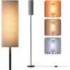 Homuserr Lampada da Terra, Lampada LED Dimmerabile 9W, 3 Temperature Colore, Piantana Lampada da Terra con Paralume Lino e Interruttore a Pedale, Lampada da Lettura per Soggiorno, Camera, Grigio