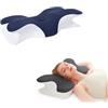 Generico Cuscino Butterfly Neck Guard Memory Pillow con Design Ortopedico, Supporto Cervicale per Dormienti su Lato, Schiena e Pancia, Schiuma a Rimbalzo Lento, Cuscino Contorno. (Blu navy)