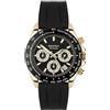 Sekonda Classic Circuit - Orologio cronografo da uomo, 43 mm, con datario analogico e cinturino in acciaio inox, Nero, Nero, Oro, Classico