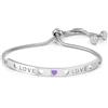 Nomination Bracciale Donna - Collezione Messaggiamo, Acciaio e Zirconi, Scritta Love, Simbolo Infinito in Smalto Lilla, Lunghezza 14-20 cm, Chiusura Scorrevole, Idea Regalo Romantica ed Elegante