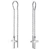 Bling Jewelry Orecchini A Filo Leggero Lineare E Minimalista Con Catena Lunga Religiosa A Pendente Croce Spirituale Per Donne Adolescenti Gancio A U In Argento Sterling .925 Per Stabilizzare