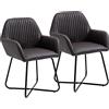 HOMCOM Set 2 Sedie Moderne per Sala da Pranzo, Cucina o Soggiorno, Sedie Imbottite in Similpelle Marrone 60x56.5x85cm