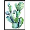 Artze Wall Art Stampa acquerello con cactus, larghezza 30 x altezza 40 cm, blu/verde