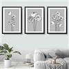 Artze Wall Art Set di 3 stampe artistiche da parete con motivo floreale e minimalista, motivo peonie, set da 3 pezzi, formato A3, grigio