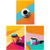 Artery8 Set of 3 Colourful Geometric Graphic Coffee Cup Kitchen 12X16 Inch Wall Art Prints Pack