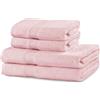 DecoKing Set di 4 asciugamani in cotone di qualità, 525 g/m², 50 x 100 cm e 2 teli da bagno 70 x 140 cm, rosa chiaro, assorbenti