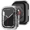 Juaupepo Custodia protettiva per Apple Watch da 45 mm, 44 mm, 41 mm, 40 mm, con vetro temperato, con strass scintillanti e strass, custodia protettiva completa per iWatch serie 8, 7, 6, 5, 4, SE,