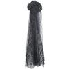 FFWTPY Cerchietto di Halloween Fascia rose con velo nero lungo Corona per Capelli Fiori Copricapo del Dia De Los muertos per giorno dei morti matrimonio damigella d'onore sposa (Nero)