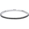 Gioielli di Valenza Tennis bracciale elastico in oro bianco 18k con diamanti neri