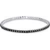 Gioielli di Valenza Bracciale elastico tennis con diamanti neri in oro bianco 18k