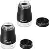 PTJJXA 2 Pezzi Set Sale e Pepe in Vetro, salierare e Pepiera in Vetro e Acciaio Inox, 120ml Saliera da Cucina, Spargispezie per Cucina, Barbecue, Camper (Nero)