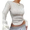 TOFBS T Shirt Donna Maglietta a Manica Corta/Maniche Lunga Donna Maglie con Scollo a V Tee Shirt Casual Elegante Pullover Ampia per Estive Inverno (Bianco L)