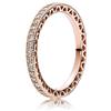 PANDORA Signature Anello con cuori brillanti placcato in oro rosa 14 carati con zirconi cubici trasparenti, 52