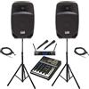 ITALIAN STAGE IMPIANTO AUDIO SPX8A 8" CASSE + Mixer + Set microfoni Senza Filo + Stativi