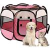 Duscdesp Recinto Portatile per Cani e Cuccioli - Uso Interno ed Esterno, Impermeabile in Tessuto Oxford - Adatto a Gatti e Conigli di Piccole Dimensioni (Rosa)