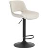WOLTU Sgabello da Cucina, Sedia da Bar in Lino, Sgabello Regolabile in Altezza, con Schienale, Seduta Imbottita Girevole a 360°, per Bistrot, Cucina, Pub, Base in Metallo, Beige, BH438be-1