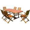 MIlani Home TURRIS - set tavolo in alluminio e teak cm 150/200 x 90 x 74 h con 4 sedie e 2 poltrone Mulier