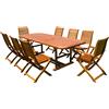 MIlani Home TURRIS - set tavolo in alluminio e teak cm 150/200 x 90 x 74 h con 6 sedie e 2 poltrone Mulier