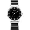 BERING Solar 19535-742 Orologio da polso da donna, cassa in acciaio inox color argento da 35 mm, quadrante nero, cinturino in acciaio inox con elementi in ceramica, 3 ATM
