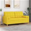 Gecheer Divano a 2 Posti con Cuscini Giallo Chiaro 140 cm in Tessuto,Divano Moderno,Divanetto Letto,Divano Letto 2 Posti,Divano 2 Posti Imbottito